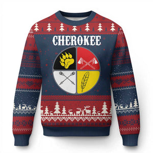 Cherokee Cultural Pride Ugly Christmas Sweater Native American Medicine Wheel Art