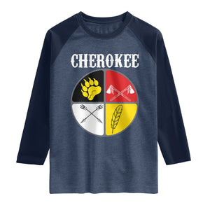 Cherokee Cultural Pride Raglan Shirt Native American Medicine Wheel Art