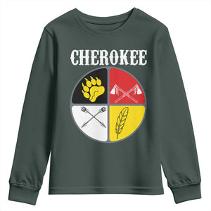 Cherokee Cultural Pride Youth Sweatshirt Native American Medicine Wheel Art