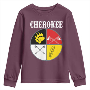 Cherokee Cultural Pride Youth Sweatshirt Native American Medicine Wheel Art