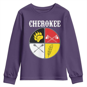Cherokee Cultural Pride Youth Sweatshirt Native American Medicine Wheel Art
