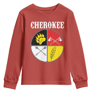 Cherokee Cultural Pride Youth Sweatshirt Native American Medicine Wheel Art