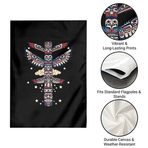Native American Totem Pole Garden Flag Pacific Northwest Indigenous Tribal