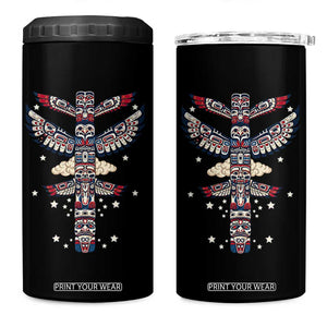 Native American Totem Pole 4 in 1 Can Cooler Tumbler Pacific Northwest Indigenous Tribal