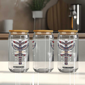 Native American Totem Pole Glass Can Pacific Northwest Indigenous Tribal