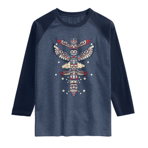 Native American Totem Pole Raglan Shirt Pacific Northwest Indigenous Tribal