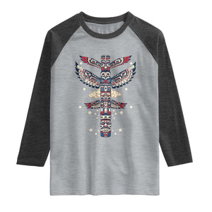 Native American Totem Pole Raglan Shirt Pacific Northwest Indigenous Tribal