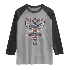 Native American Totem Pole Raglan Shirt Pacific Northwest Indigenous Tribal