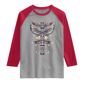 Native American Totem Pole Raglan Shirt Pacific Northwest Indigenous Tribal