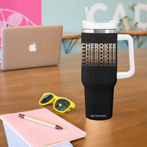 Vintage Cherokee Native Pride Stacked Typography Tumbler With Handle