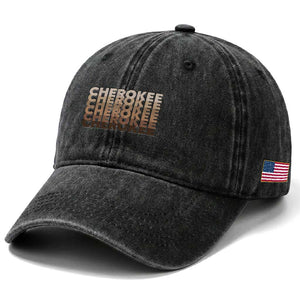 Vintage Cherokee Native Pride Stacked Typography Washed Cotton Baseball Cap