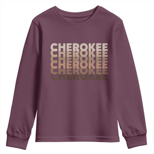 Vintage Cherokee Native Pride Stacked Typography Youth Sweatshirt