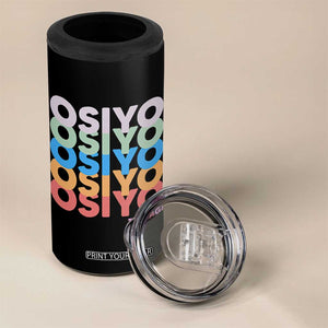 Osiyo Tsalagi Cherokee Native American Pride 4 in 1 Can Cooler Tumbler Retro Stacked Typography