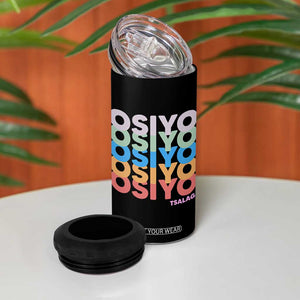 Osiyo Tsalagi Cherokee Native American Pride 4 in 1 Can Cooler Tumbler Retro Stacked Typography