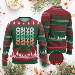 Osiyo Tsalagi Cherokee Native American Pride Ugly Christmas Sweater Retro Stacked Typography