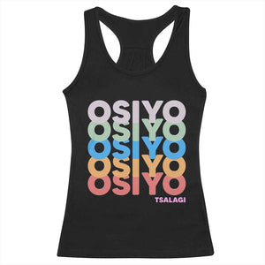 Osiyo Tsalagi Cherokee Native American Pride Racerback Tank Top Retro Stacked Typography