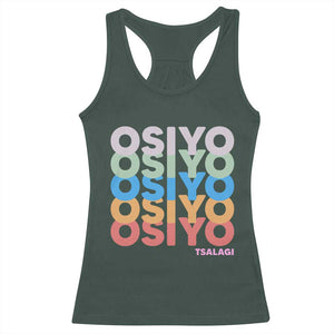 Osiyo Tsalagi Cherokee Native American Pride Racerback Tank Top Retro Stacked Typography