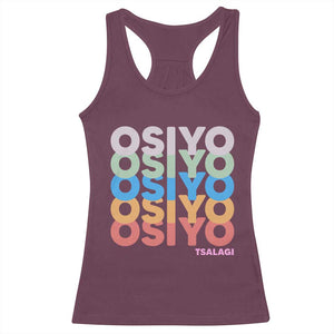 Osiyo Tsalagi Cherokee Native American Pride Racerback Tank Top Retro Stacked Typography