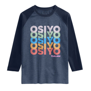 Osiyo Tsalagi Cherokee Native American Pride Raglan Shirt Retro Stacked Typography