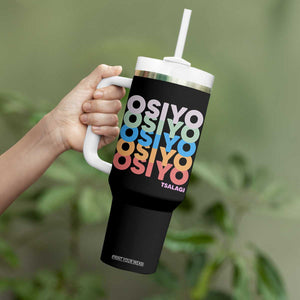 Osiyo Tsalagi Cherokee Native American Pride Tumbler With Handle Retro Stacked Typography