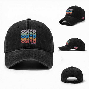 Osiyo Tsalagi Cherokee Native American Pride Washed Cotton Baseball Cap Retro Stacked Typography