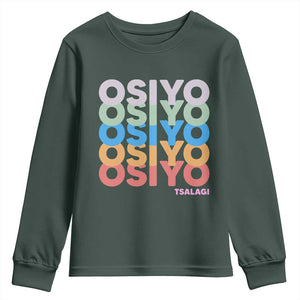 Osiyo Tsalagi Cherokee Native American Pride Youth Sweatshirt Retro Stacked Typography