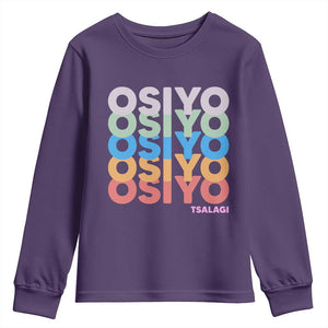 Osiyo Tsalagi Cherokee Native American Pride Youth Sweatshirt Retro Stacked Typography
