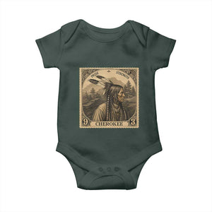 Cherokee Pride Strength Baby Onesie Native American Vintage Postage Stamp Graphic