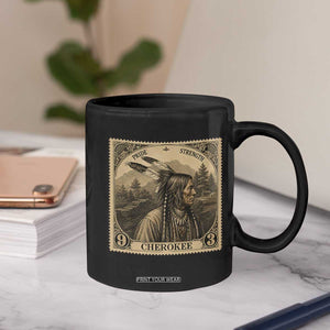 Cherokee Pride Strength Coffee Mug Native American Vintage Postage Stamp Graphic