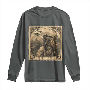 Cherokee Pride Strength Long Sleeve Shirt Native American Vintage Postage Stamp Graphic