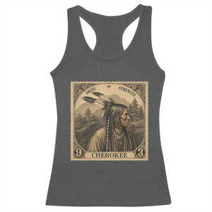 Cherokee Pride Strength Racerback Tank Top Native American Vintage Postage Stamp Graphic