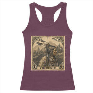 Cherokee Pride Strength Racerback Tank Top Native American Vintage Postage Stamp Graphic