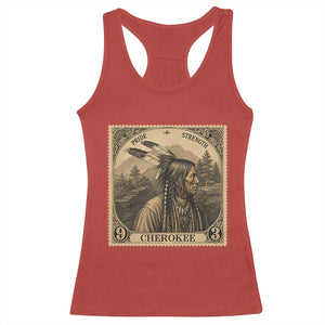 Cherokee Pride Strength Racerback Tank Top Native American Vintage Postage Stamp Graphic