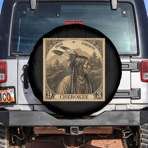Cherokee Pride Strength Spare Tire Cover Native American Vintage Postage Stamp Graphic