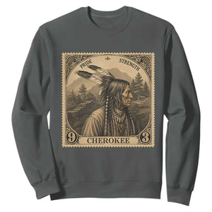 Cherokee Pride Strength Sweatshirt Native American Vintage Postage Stamp Graphic