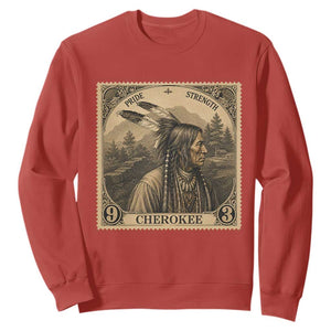 Cherokee Pride Strength Sweatshirt Native American Vintage Postage Stamp Graphic