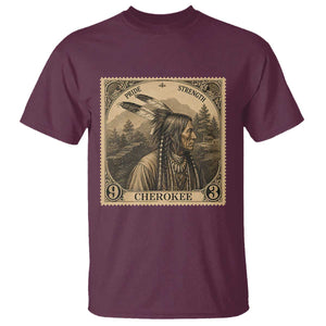 Cherokee Pride Strength T Shirt Native American Vintage Postage Stamp Graphic