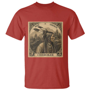 Cherokee Pride Strength T Shirt Native American Vintage Postage Stamp Graphic