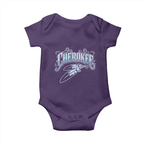 Cherokee Native American Heritage Baby Onesie Blue Feather Filigree Typography