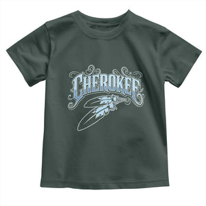 Cherokee Native American Heritage Toddler T Shirt Blue Feather Filigree Typography