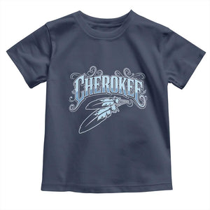 Cherokee Native American Heritage Toddler T Shirt Blue Feather Filigree Typography