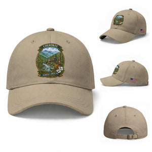 Vintage Great Smoky Mountains Baseball Cap Cherokee North Carolina Landscape