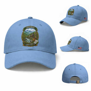 Vintage Great Smoky Mountains Baseball Cap Cherokee North Carolina Landscape