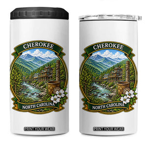Vintage Great Smoky Mountains 4 in 1 Can Cooler Tumbler Cherokee North Carolina Landscape