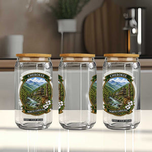 Vintage Great Smoky Mountains Glass Can Cherokee North Carolina Landscape