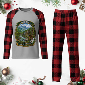 Vintage Great Smoky Mountains Plaid Pajama Set Cherokee North Carolina Landscape