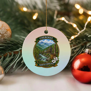 Vintage Great Smoky Mountains Ceramic Ornament Cherokee North Carolina Landscape