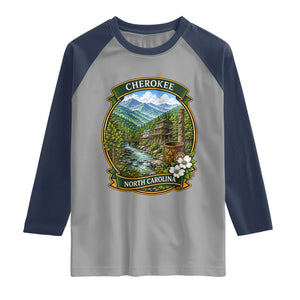 Vintage Great Smoky Mountains Raglan Shirt Cherokee North Carolina Landscape