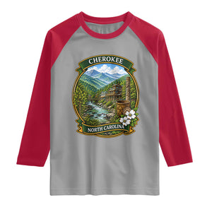 Vintage Great Smoky Mountains Raglan Shirt Cherokee North Carolina Landscape