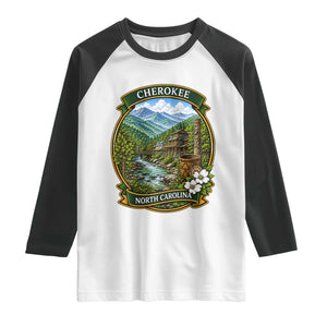 Vintage Great Smoky Mountains Raglan Shirt Cherokee North Carolina Landscape